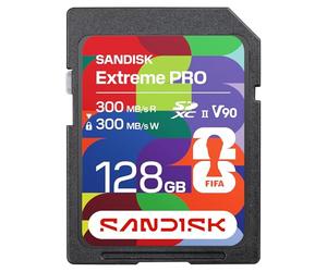 SANDISK Tarjeta SD UHS-II edición FIFA World Cup 2026 de 128 GB (velocidades de Lectura y Escritura de hasta 300 MB/s, V90, 8K, La aplicación SANDISK Memory Zone)