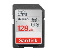 Tarjeta de Memoria SanDisk Ultra 128GB SD HC UHS-I - SDXC/ Clase 10/ 140MBs