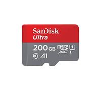 SanDisk Ultra 200 GB microSDXC Memory Card + SD Adapter with A1 App Performance Up to 120 MB/s, Class 10, U1, Red/Grey SDSQUA4-200G-GN6MA