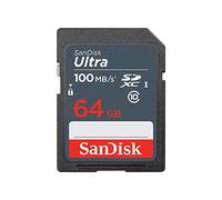 SanDisk Ultra 64GB SDXC Memory Card, up to 100MB/s, Class 10, Black/Grey | Tarjeta SDXC de 64 GB con velocidad de lectura de 100 MB/s y UHS-I para fotografía, video y almacenamiento de datos