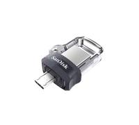 SANDISK Ultra Dual m3.0 unidad flash USB 256 GB USB Type-A / Micro-USB 3.2 Gen 1 (3.1 Gen 1) Negro, Plata, Transparente