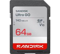 SANDISK Ultra Go - Tarjeta SD UHS-I de 64 GB, velocidad de lectura de hasta 140 MB/s, grabación de vídeo Full HD, tarjeta de memoria para cámara réflex digital y cámara sin espejo