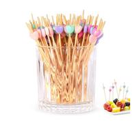 Sandiyago 200 Piezas Palitos de Cóctel, Palillos de Cóctel de Corazón de 12 cm, Brochetas de Bambú para Frutas, Decoración de Cóctel, para Bar, Cumpleaños y Fiestas