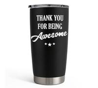 SANDJEST Juego de regalo de vaso con texto en inglés "Thank You for Being Awesome - Cumpleaños, Navidad, regalos inspiradores de agradecimiento para mujeres, hombres, compañeros de trabajo, taza de