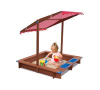Sandkasten 126x121x118cm Sandmuschel mit Abdeckung Holzsandkasten Kindersandbox Kinder Sandbox Sandkiste Tragfähigkeit 100kg für Kinder von 3-14 Jahre alt (Rot, Braun)