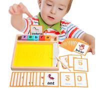 Sandkasten zum Buchstaben-Nachzeichnen | Pädagogisches Schreibspielzeug aus Holz | -Sandkasten mit Stift für frühes Lernen und Feinmotorik-Entwicklung für Kleinkinder und Mädchen