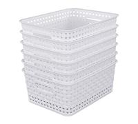 Sandmovie Cestas de almacenamiento de ratán de plástico blanco, 6 paquetes