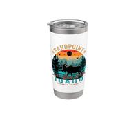 Sandpoint Idaho ID Retro Sunset Vintage Montañas de alce Vaso térmico de acero inoxidable de doble pared