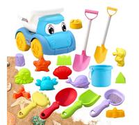 Sandspielzeug Eimer Schaufel Set - 19tlg Strandauto Sanduhr Werkzeuge Bunt, Kreativ Sensorisch Bauen Interaktiv, Outdoor Camping Picknick Urlaub Spielplatz | für Kinder Kindergarten Garten