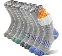 Sandsuced Calcetines de senderismo de lana merino para niños, térmicos de invierno, cálidos y cómodos, con grueso acolchado, 4 pares (Gris/Azul/Verde/Marrón, 12-15 años)