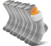 Sandsuced Calcetines de senderismo de lana merino para niños, térmicos de invierno, cálidos y cómodos, con grueso acolchado, 4 pares (Gris, 12-15 años)