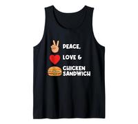 Sandwich de Pollo Peace Love Sándwich de Amor Divertido Camiseta sin Mangas