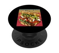 Sándwich Divertido Amante de la Comida rápida Vintage Chicas PopSockets PopGrip Adhesivo