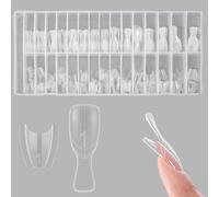 Sandwich Nail Dual Forms - Diseño Transparente Superior e Inferior Molde de Uña para Extensiones con Gel Constructor Poli Para Arte de Formas de Uña DIY 15 Tamaños - 240 Piezas- Short Almendra Redonda