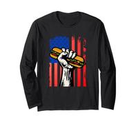 Sandwich USA Flag Protest Fist Humor Men Women Manga Larga