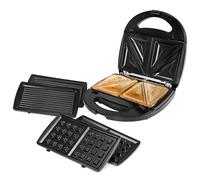 Sandwichera 3 en 1, 750 W tostadora sandwicheras con revestimiento antiadherente, temperatura automática, indicador luminoso inteligente