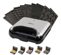 Sandwichera 5 en 1 - Gofrera - Barbacoa eléctrica con placas intercambiables para sándwiches (cuadrados y triangulares) - Gofres belgas - Nueces mágicas - Rev. antiadherente