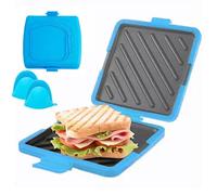 Sandwichera de silicona para microondas, sandwichera inalámbrica antiadherente, para sándwich en casa, viajes, camping, oficina, dormitorio, autocaravana (Azul)