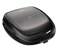 Sandwichera de Tefal SW341B Snack Time multifuncional para gofres y sándwiches. Incluye 2 placas. 700 W. Gris/Negro