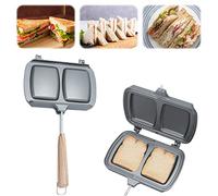 Sandwichera Gofrera, Sandwichera Grill dos Caras, con Revestimiento Antiadherente, Sandwicheras para Tostadas, Gofres y Carne, Sólo para uso con Fuego Abierto, para Desayunos Familiares o Camping