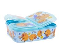Sandwichera Múltiple Capibara para Niños | Fiambrera Infantil con 3 Compartimentos Libre de BPA | 1 Grande + 2 Pequeños | Plástico Resistente, 16,5×19,5×6,7 cm | Almuerzo Escolar Perfecto