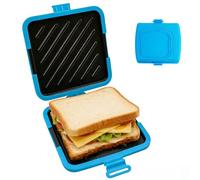 Sandwichera para microondas, sandwichera de silicona, 16 x 16 cm, parrilla de contacto, placas extraíbles y bandeja de silicona, parrilla para sándwich de tostado, panini, tostada (azul)