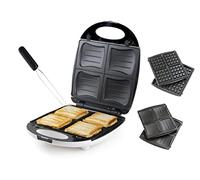 Sandwichera XXL 2 en 1, 4 placas de conchas y gofrera, 1200 W