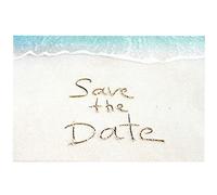 Sandy Beach Save The Date Postales - 4 pulgadas x 6 pulgadas, 6in.x4 Inch, azul, bronceado, 25