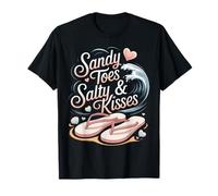 Sandy Toes Salty & Kisses Chanclas Corazón Conchas Verano Camiseta