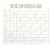 Sandyseptember Big A## - Calendario anual de pared 2026, objetivo de borrado en seco de 4 pies para decoración del hogar, papel sostenible con diseño de planificación multicolor (caqui)