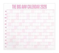 Sandyseptember Big A## - Calendario anual de pared 2026, objetivo de borrado en seco de 4 pies para decoración del hogar, papel sostenible con diseño de planificación multicolor (rosa)