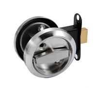 Sandyseptember Cerradura redonda para manija de puerta, acero inoxidable 304, 1 unidad para paneles de puerta de 35 45 mm de grosor (plateado)