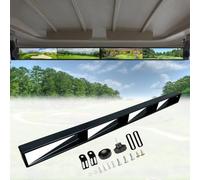 Sandyseptember Conjunto de espejo retrovisor central de cuatro lados compatible con carrito de golf, PP negro y vidrio, 880 x 50 mm