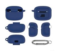Sandyseptember Funda protectora de silicona suave con broche redondo para JBL Tune Buds 2, negro (azul)
