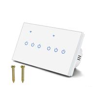 Sandyseptember Interruptor táctil inteligente de 2 vías para Tuya y para control remoto de aplicación, interruptor de pared WiFi de 220 V con soporte de cable neutro (6 bandas de 2 vías)