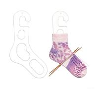 Sandyseptember Juego de 2 bloqueadores de calcetines acrílicos, forma de pie resistente transparente para tejer y secar calcetines de ganchillo, transparente (paquete de 2)
