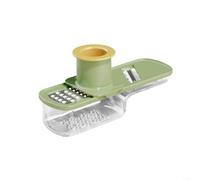 Sandyseptember Mini cortador de ajo 3 en 1 con cuchillas de acero inoxidable para rebanar triturar, moler, diseñado con protector de mano para seguridad y caja de almacenamiento para cuchillas para