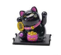 Sandyseptember Mini gato de la suerte alimentado por energía solar, decoración de agitación automática, gato chino que agita con energía solar, gato maneki neko agitando para el salpicadero del coche,