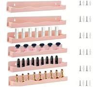 Sandyseptember Paquete de 6 organizadores de esmalte de uñas acrílico ondulado transparente, estante de cosméticos montado en la pared de 15 pulgadas para almacenamiento de maquillaje (paquete de 6