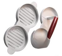 Sandyseptember Prensa doble de hamburguesas con doble cabeza de aluminio antiadherente carne empanada y bola de arroz para cocina en casa, color rojo y plateado