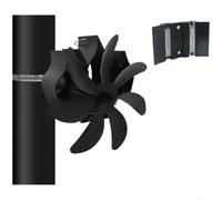 Sandyseptember Ventilador de estufa de montaje magnético alimentado por calor para chimenea, tratado con óxido de aluminio para resistencia a la corrosión y distribución eficaz del calor (negro)