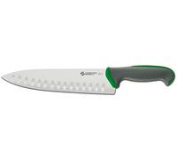 Sanelli Ambrogio Linea TECNA Colore Trinchador de Cocinero alveolado para filetear Pescado. Mango Verde higiénico y ergonómico, Acero Inoxidable