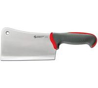 Sanelli Ambrogio Linea Tecna - Comedero profesional para cortar carne y pescado Mango rojo higiénico y antideslizante, acero inoxidable.