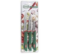 Sanelli Juego de 3 cuchillos de frutas y verduras: cuchillo multiusos de 10 cm, tomate de 12 cm, verduras de 6 cm