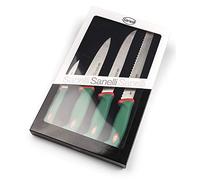 Sanelli Línea Premana Professional,Estuche Cocinero 4 pz:,Acero Inoxidable,Verde y Rojo,