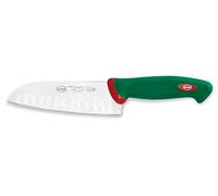 Sanelli Premana Professional Cuchillo Santoku aceitado, acero inoxidable, verde/rojo, hoja de 16 cm