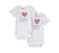 Sanetta Body unisex I Love Mama + I Love Papa de algodón (bio) en pack doble, Blanco, 3 mes