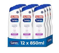 Sanex Cuidado Experto Pro Hydrate, Gel de Ducha, Pack 12x850ml | Gel para piel muy seca, Hidratación profunda y duradera, Complejo prebiótico y postbiótico, 0% Sulfatos, Vegano