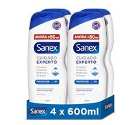 Sanex Cuidado Experto Protector Gel de Ducha, Pack 4 Uds x 600ml, Fórmula con Prebiótico Natural, Fortalece la Barrera Protectora de la Piel, 12H Hidratación, 0% Sulfatos, para Todo Tipo de Piel