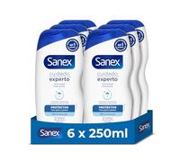 Sanex Cuidado Experto Protector, Gel de Ducha, Pack 6x250ml | Gel todo tipo de piel, Prebiótico natural, Fortalece barrera protectora, Hidratación 12 horas, 0% Sulfatos, Vegano